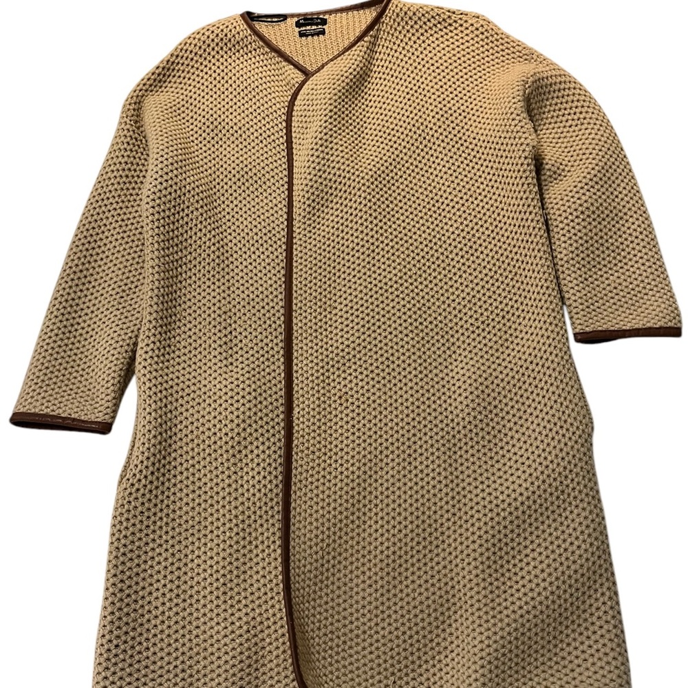 Massimo Dutti Cream and Brown Textured Coat